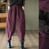 "Women's Plus Size Slim Black Plush Harem Pants - Autumn/Winter 2025 Trend"