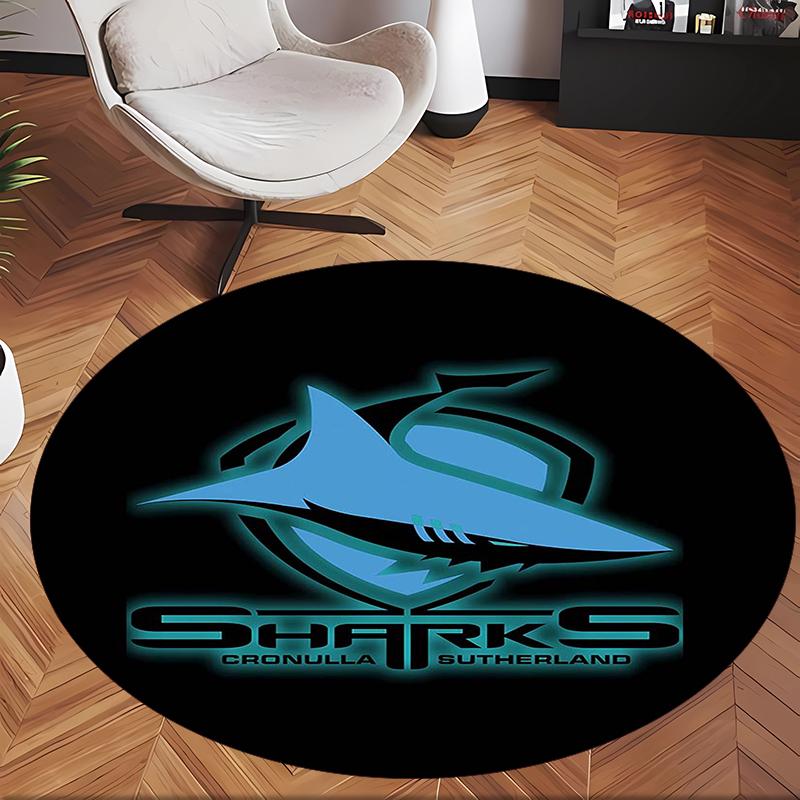 Cronulla-Sutherland Sharks (5) Round Office Rug Decorative Floor Rug for Office Bedroom Living Room and Home Space