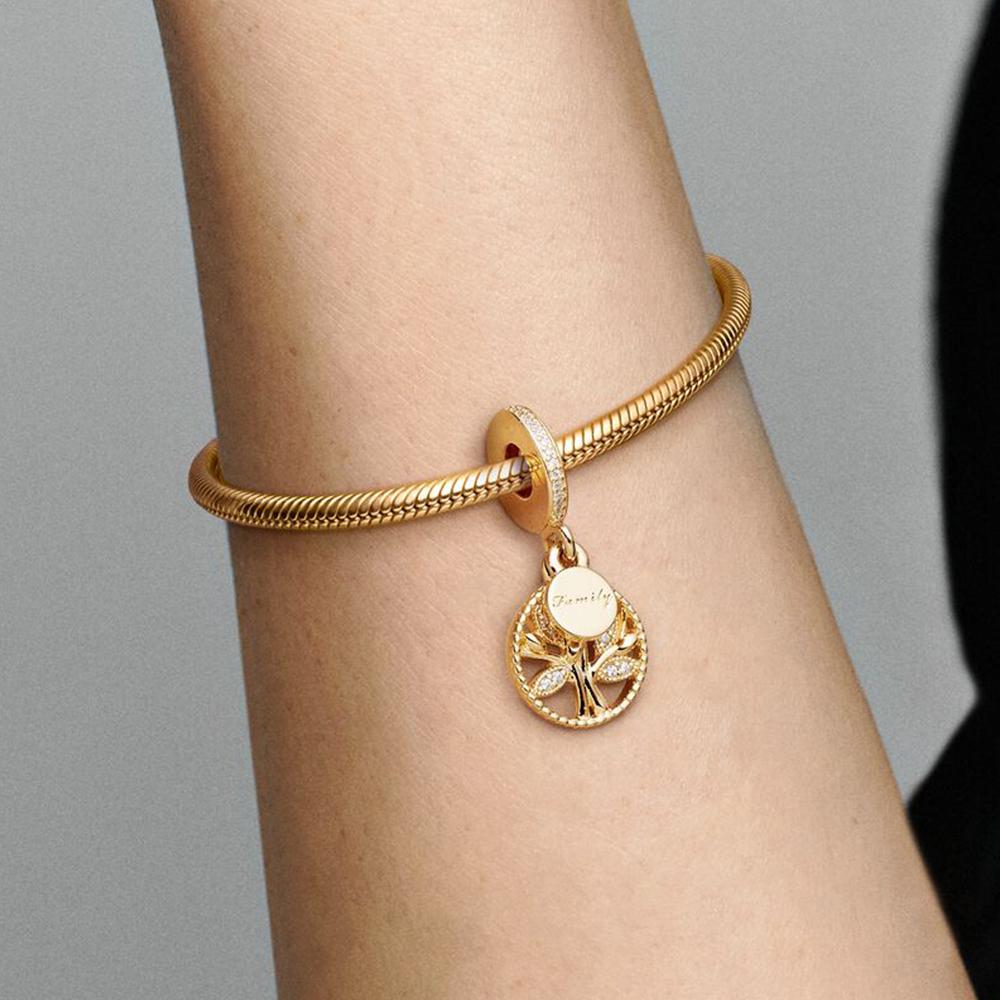 S925 стерлингового серебра сверкающие подвески в виде семейного дерева подходят для оригинального браслета DIY ювелирные изделия для женщин подарки на день рождения