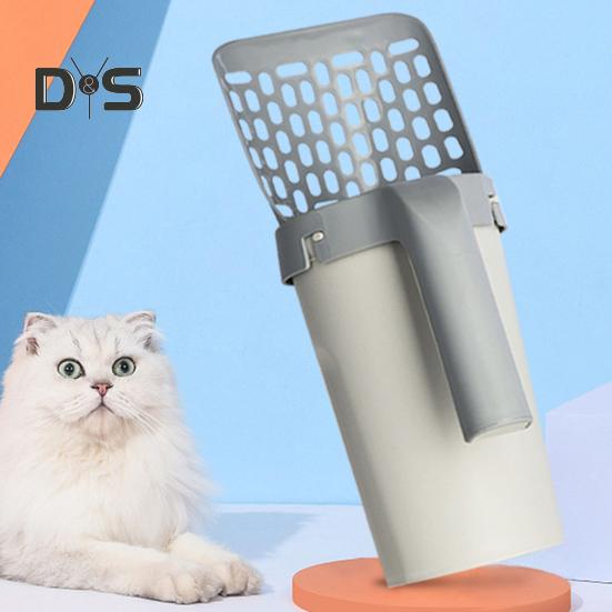 Совок для кошачьего туалета, переносной держатель для кошачьего туалета с мусорным контейнером, лопата для просеивания кошачьих экскрементов с мешками для отходов для домашних кошек