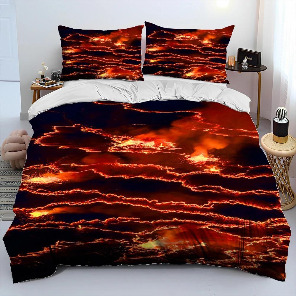3D Набор постельного белья с одеялом «Лава вулкана», Пододеяльник, Наволочка, Размер Кинг, Квин, Взрослый, Детский