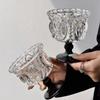 Retro Embossed Glass Ice Cream Cup High Footed Yogurt Dessert Cup Antique European Style Creative Coffee Cup