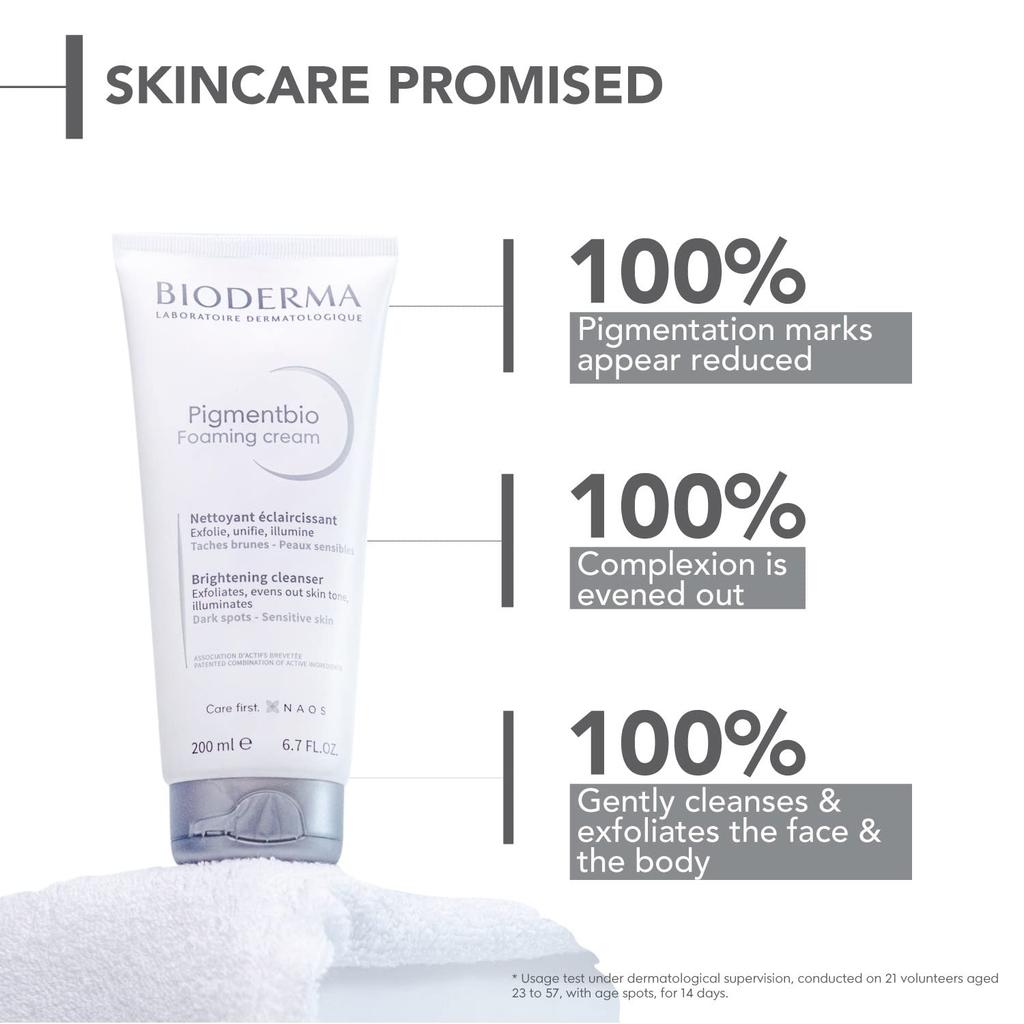 Bioderma Pigmenbio Очищающий скраб-пена White для тусклой кожи лица и тела, Питательный, Цветочный, Без искусственных этиловых или [Оригинальный] 200 мл, Кожа, (Скраб-очищающее средство,