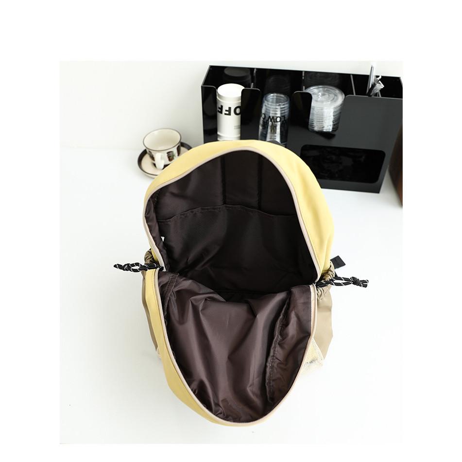 IELGY Korean Version of Casual Art Canvas Backpack, Nylon Contrasting Color Drawstring Fashion Oxford Cloth Backpack