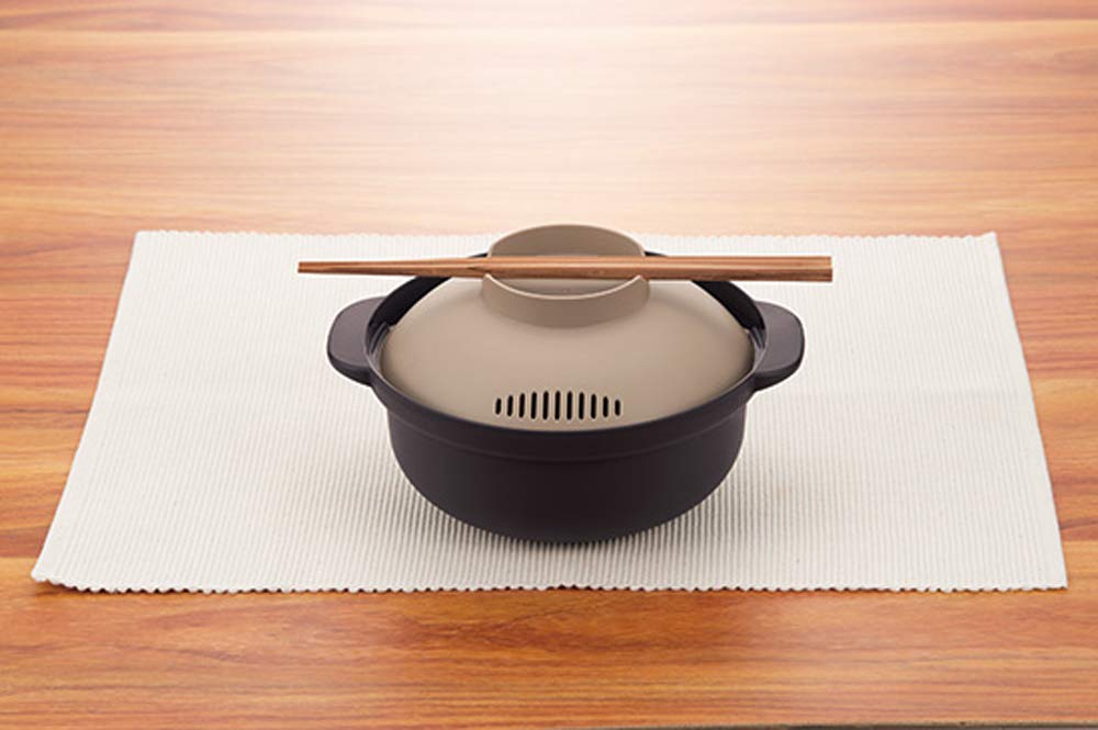 MI Creations Microwave Cooking Made in Single Serving Pot, Brown, 1.5L, Japan, Pot, KB-700