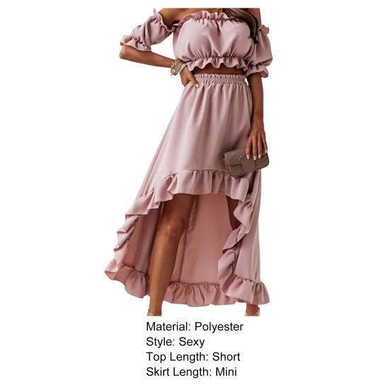 Женский комплект из 2 шт./компл., однотонный дышащий мини-летний топ с рюшами без плеч для выпускного вечера