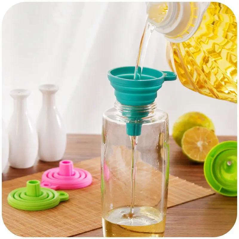 1/2Pcs Portable Funnels Foldable Mini Silicone Collapsible Funnel Folding Oil Pot Funnel Kitchen Tool Liquid Dispensing