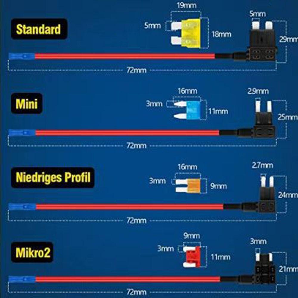4 Types Low Profile Mini Fuse Taps Upgraded Fuse Adapter Jumper for Cars Trucks
