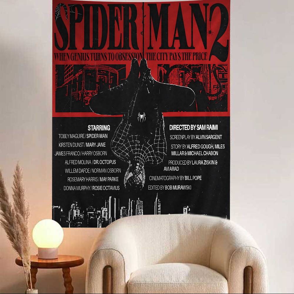 SSpider Cartoon Man Printed Large Wall Tapestry Hanging Tarot Hippie Wall Rugs Dorm Art Home Decor