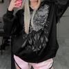 Women Zip Up Oversized Hoodies Y2k Vintage Graphic Oversized Sweatshirt Jacket Pullover Coats Gothic Harajuku Streetwear