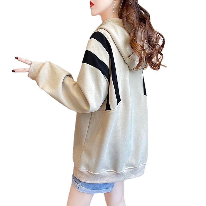 Повседневная толстовка в ленивом стиле со свободными плечами и застежкой-молнией