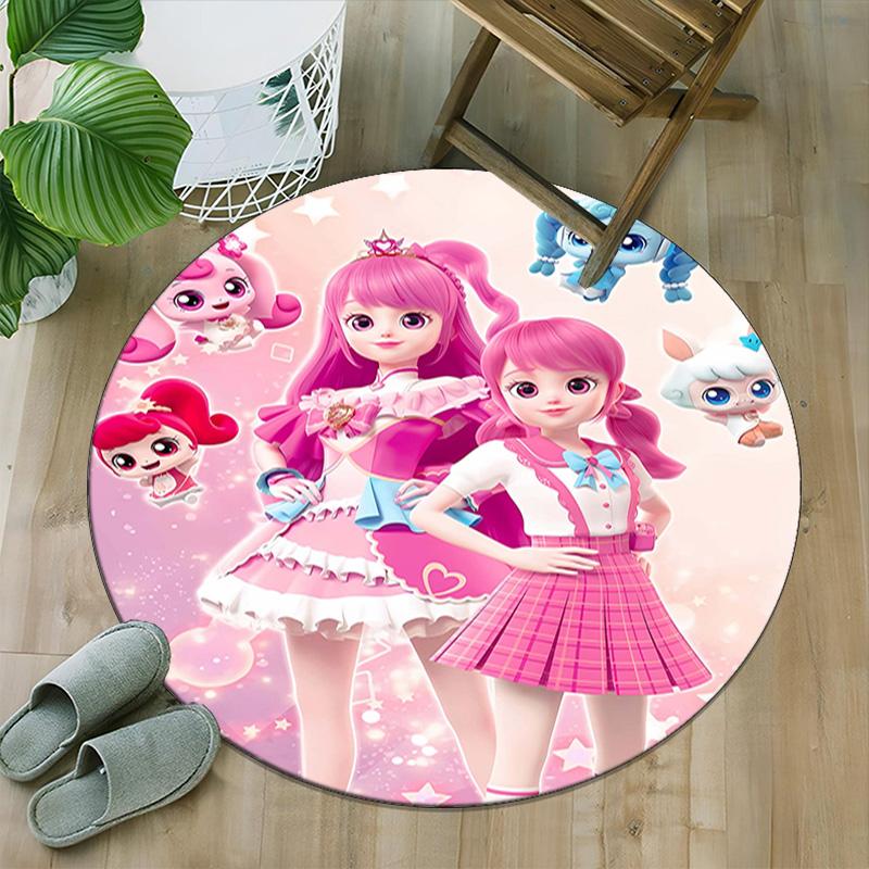 1pc Catch Teenieping Magic Sweethear (7) Print Round Carpet Chair Round Carpet Suitable for Bedroom Living Room Home Decorative Carpet