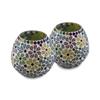 Tealight Candle Holders for Home Decor, Mosaic Glass, Flowers Diwali Decoration Items Pack of 2 Latest