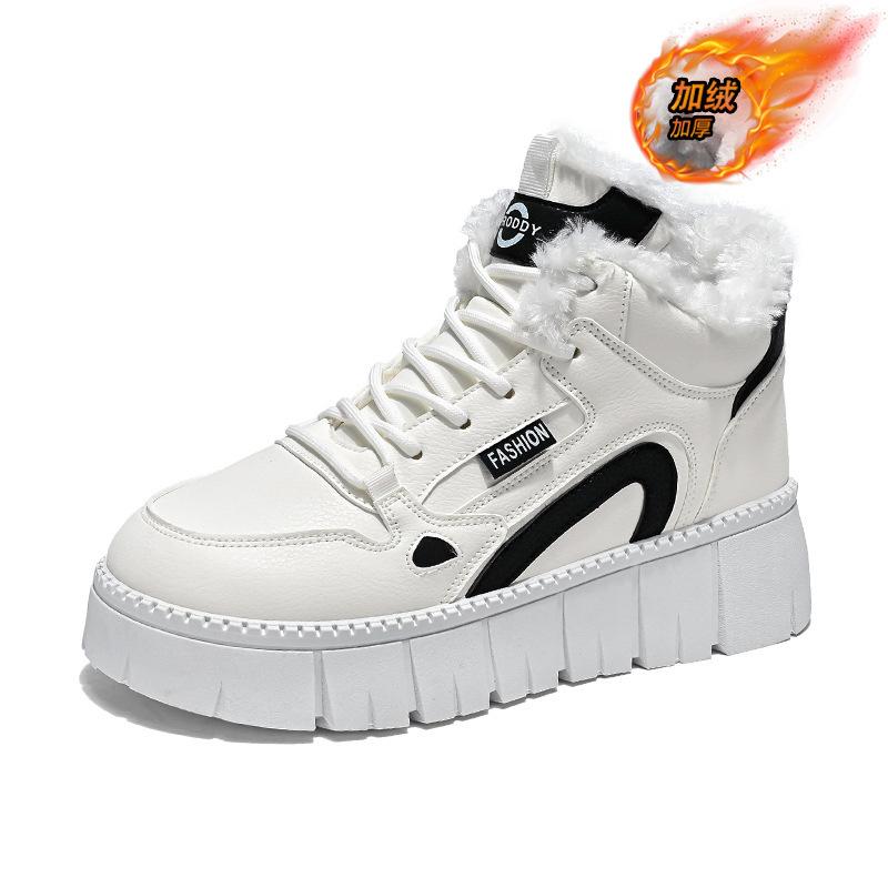 2025 зимние бархатные высокие кеды, новая корейская версия, ins, студенческие спортивные кеды, повседневные утепленные хлопковые кеды