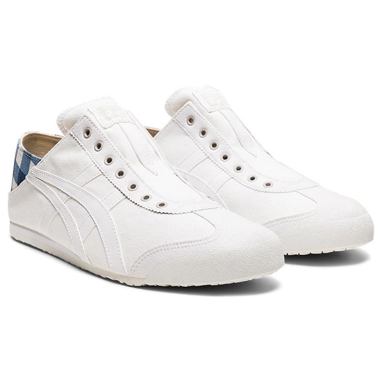 ONITSUKA TIGER Mexico 66 Paraty Кожа Классические Нескользящие Прочные Низкие Повседневные Кроссовки Унисекс Синий Белый 1183A437-102