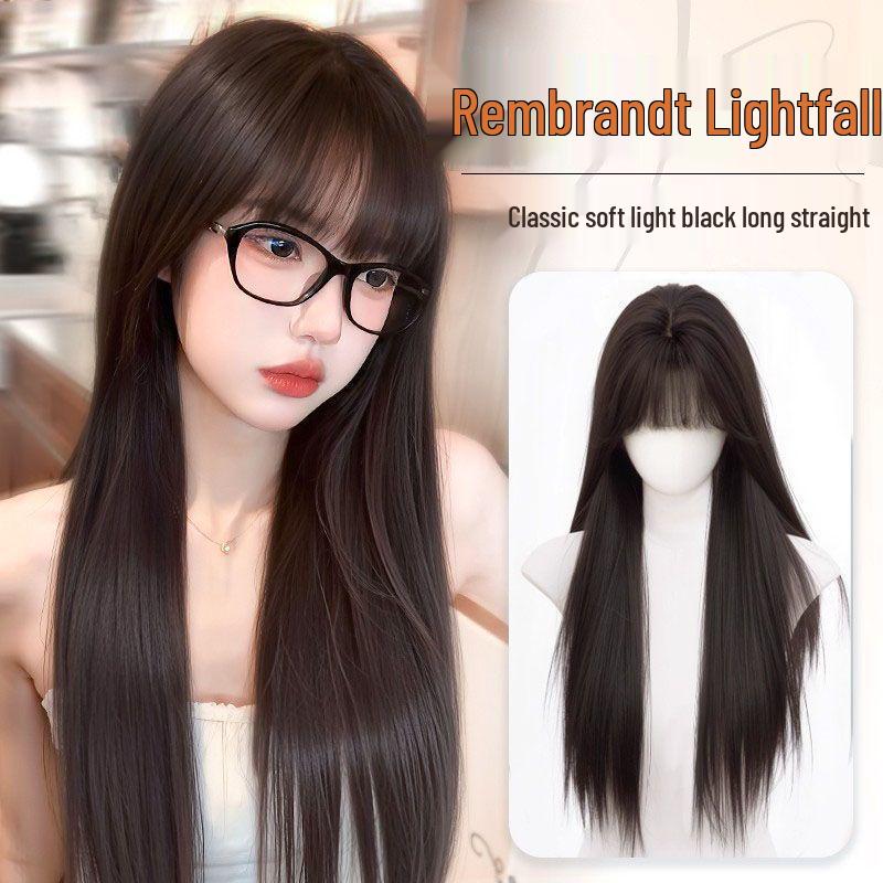 Натуральная черная длинная прямая синтетическая парика – Невидимая, бесшовная, пышная, увеличивающая объем, для повседневной носки для женщин