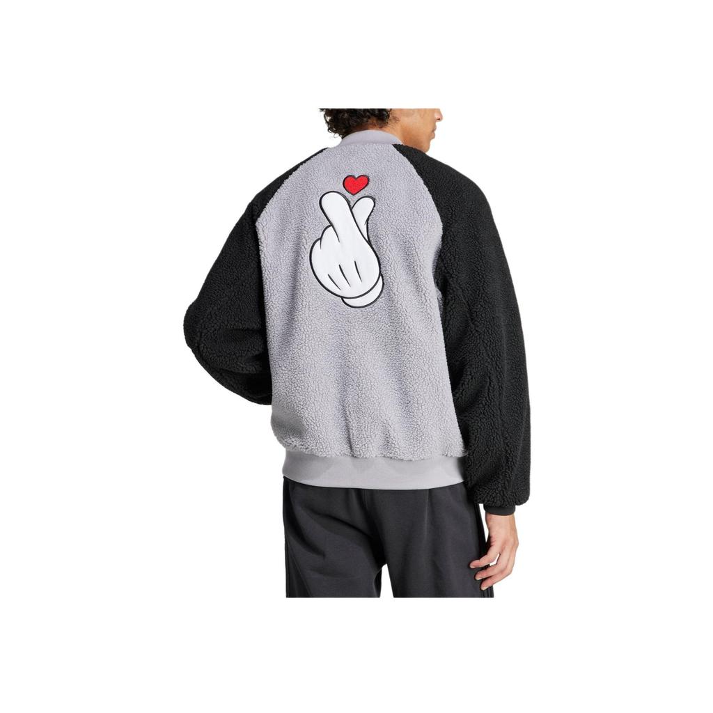 Adidas Мужская университетская куртка Originals X с рисунком перчаток Микки Мауса и нашивками на рукавах, серая IY2265