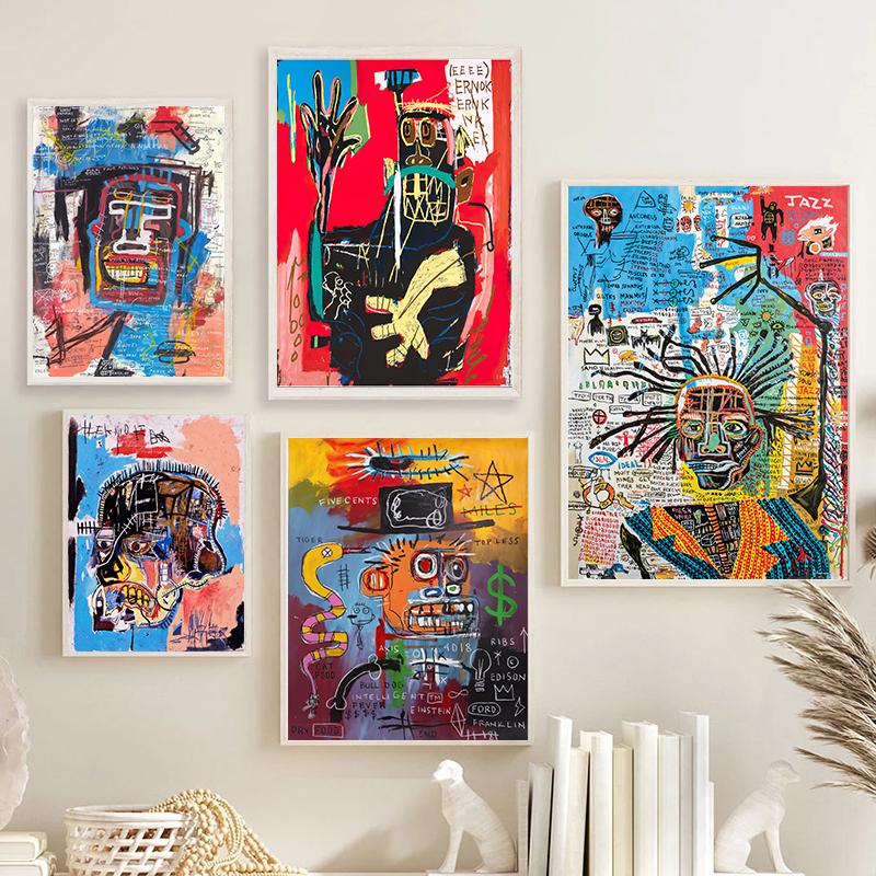 Graffiti Artist Jean Michel Abstract Canvas Art Poster and Print Canvas Paintings On The Wall for Living Room Home Decor Picture