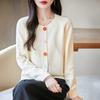 Spring and Autumn New Round-neck Knitted Cardigan Long-sleeved Women's Solid Color Buttoned Loose and Versatile Top Jacket for Women