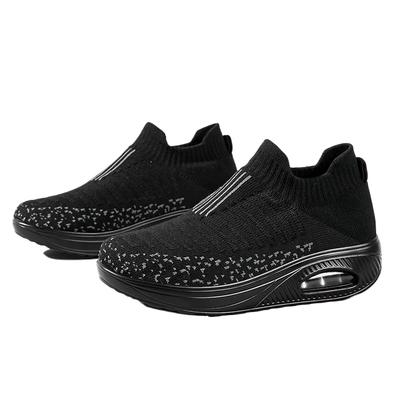 Женские кроссовки 2025 Весна Обувь на плоской подошве Слипоны Кроссовки на платформе для женщин Черные Дышащие сетчатые носочные кроссовки Обувь