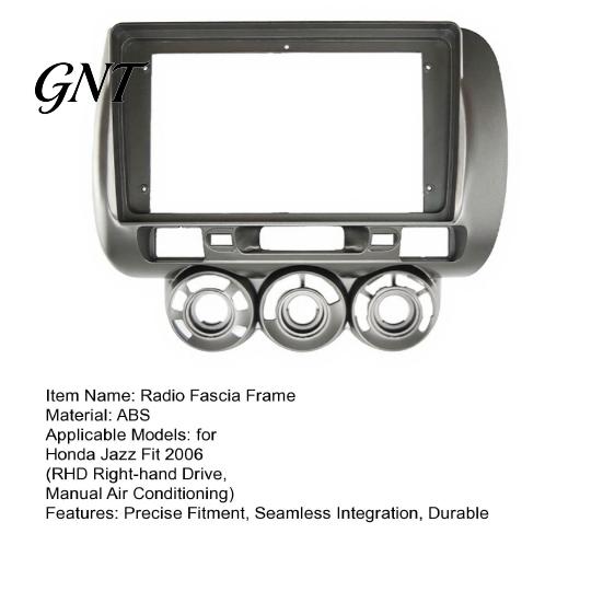 ABS Plastic Dash Adapter 9 Inch Car Radio Fascia Frame Kit for Honda Jazz Fit 2006 RHD Custom Housing Manual AC, Navigation Panel Frame, Stereo