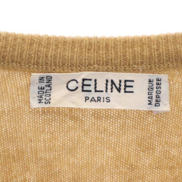 Celine Сделано в Шотландии 100% кашемир Вязаный кардиган с длинным рукавом бежевый Женский Б/у