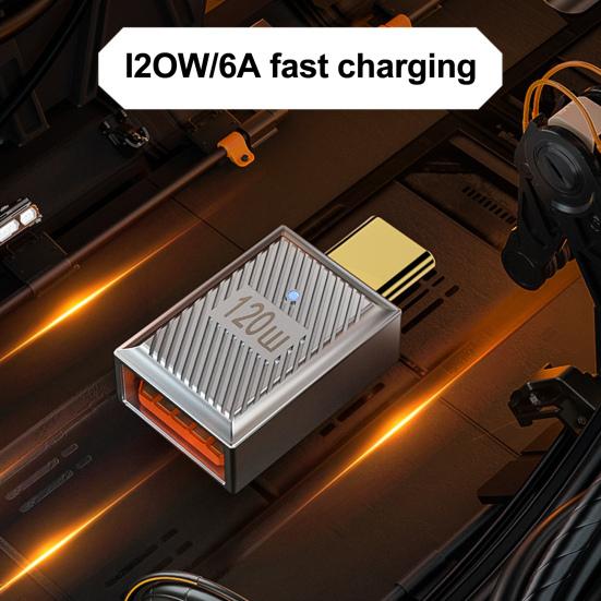 Адаптер Type-C Plug-Play Портативный Компактный размер Быстрая зарядка 120 Вт Передача данных 10 Гбит/с Универсальный USB