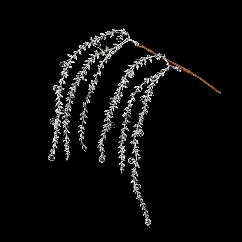 Realistic Christmas Weeping Spray Pick Bead Chain Weeping Willow Branch Party Decoration