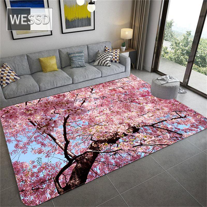 Скандинавский ковер с цветочным узором вишни большого размера для гостиной, водопоглощающий ковер для ванной, напольный коврик, коврик с розовым цветком