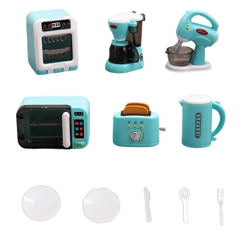 11Pcs Miniature Dollhouses Kitchen Appliances Set Realistic ABS Toy Accessories For Kids Pretend Play