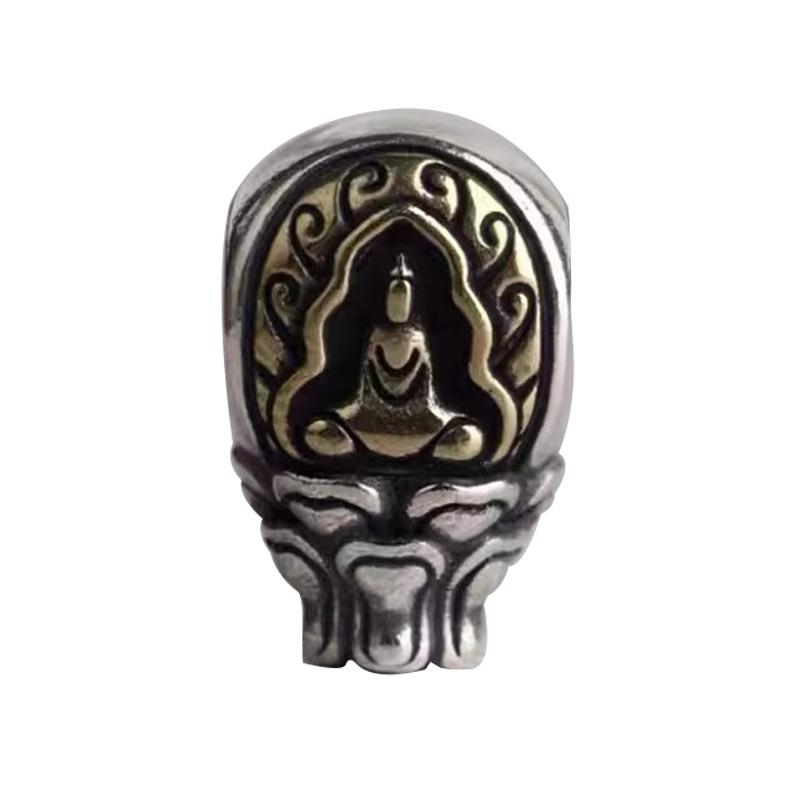 Браслет ручной работы в тибетском стиле с бусинами в виде головы Будды Дайнити Татхагата