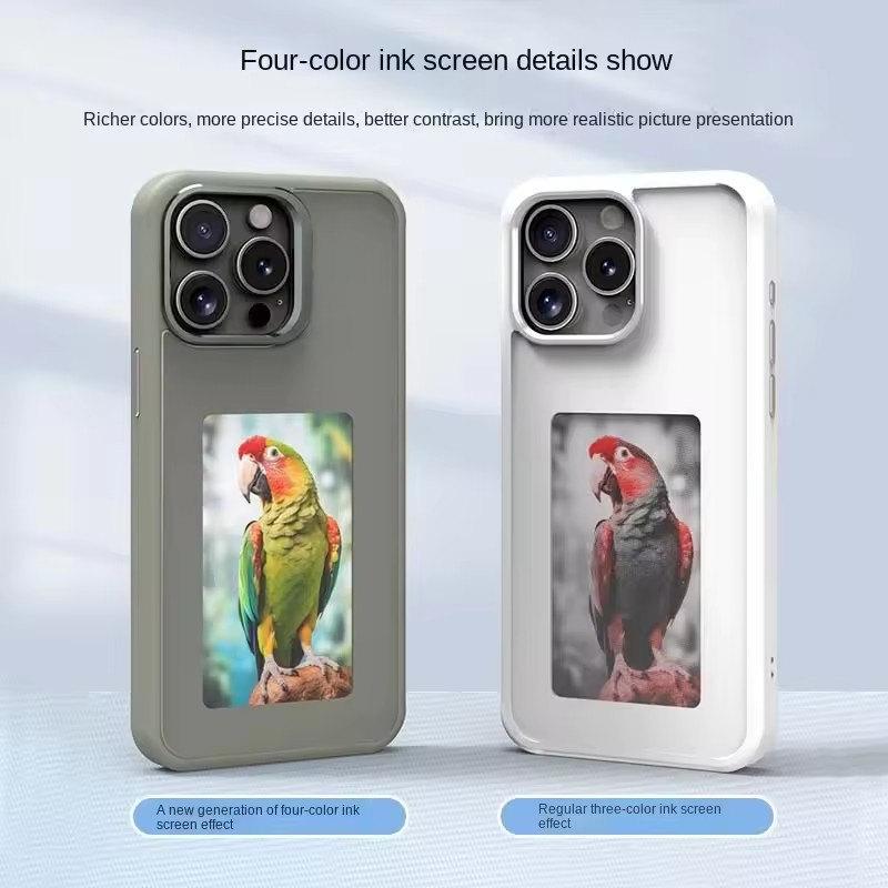 Чехол для телефона с экраном E-Ink и функцией NFC, четырехцветный дисплей, беспроводная передача данных, 3,7-дюймовый экран для iPhone 13 14 15 16 Pro Max