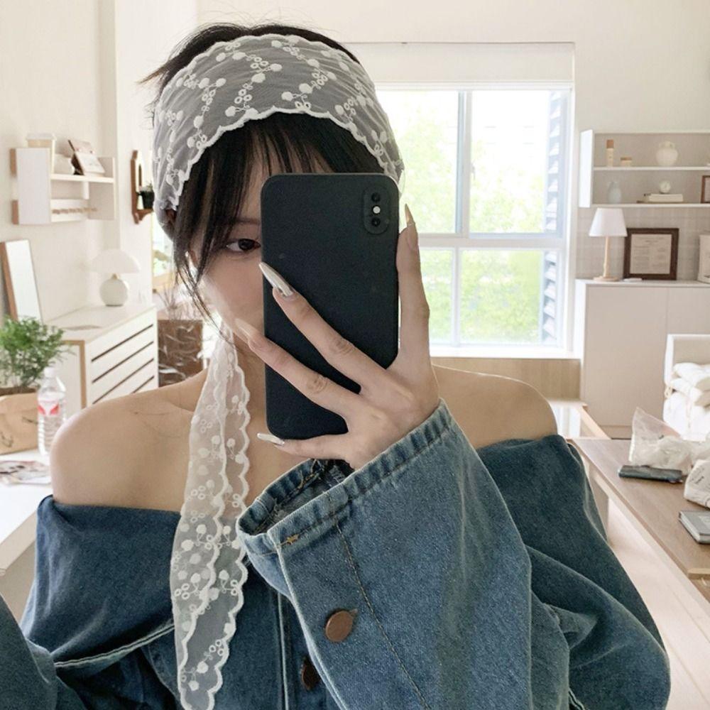 Pastoral Style Lace Scarf Soft Wrap Ribbon Hair Strap Vintage Lace Hair Band Outdoor