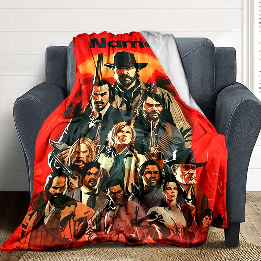 Customiz Name Personality Red Dead Redemption Blanket Soft &Warm Sofa Office Bed Travel Lunch Break Blanket, Gift Suitable All Seasons