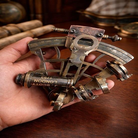 Handmade Brass Sextant with Wooden Case – J Sctt London Maritime Collectible