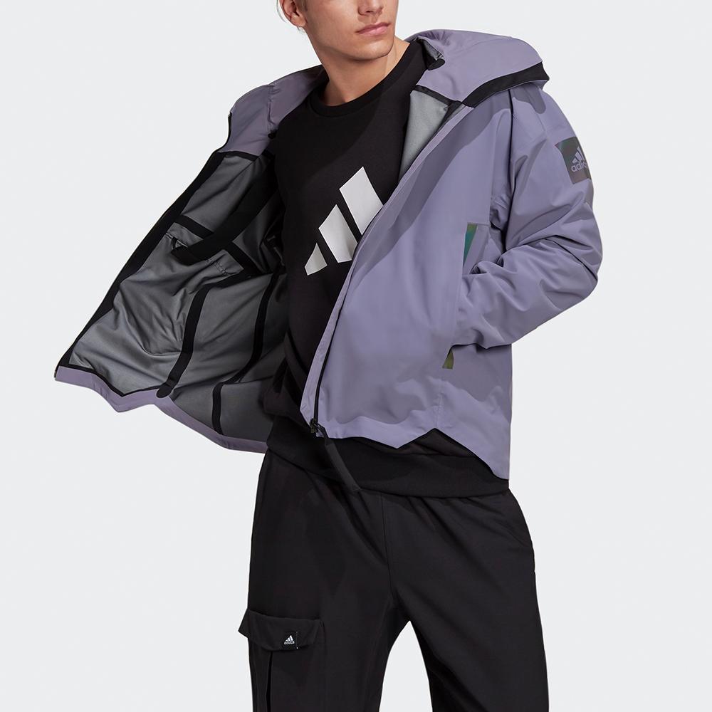 adidas Куртка Myshelter для спорта на открытом воздухе, свободная посадка, непромокаемое пальто с капюшоном, осенняя мужская верхняя одежда, фиолетовый GT6576
