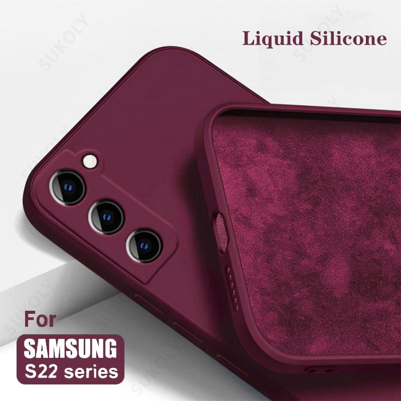 Чехол из жидкого силикона для Samsung Galaxy S24 S25 FE S26 S23 S22 Ultra Plus S25 Edge A57 A37 A56 A17 A16 A36 A54 A55 5G Мягкая накладка