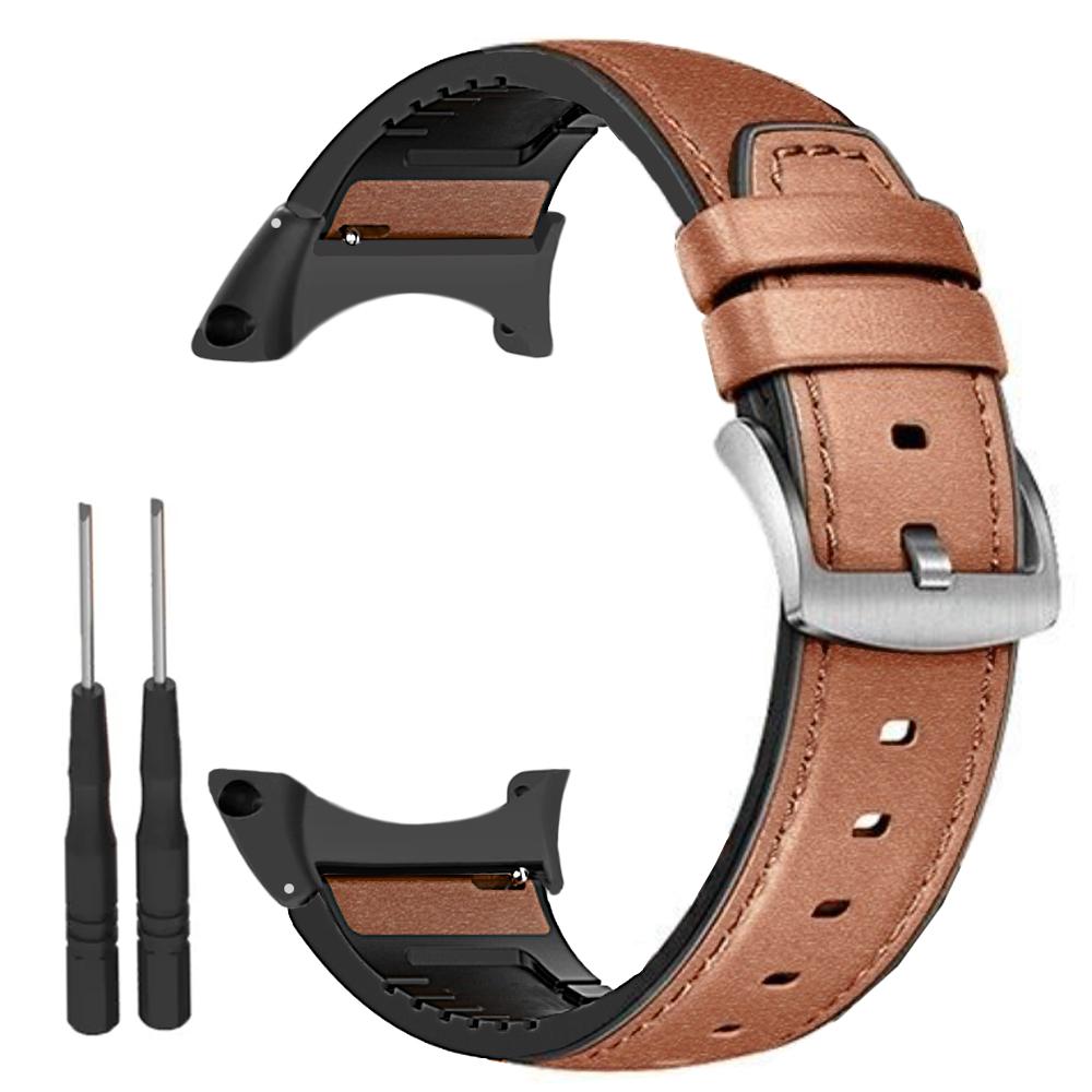 Ремешок для suunto core полностью черный кожаный + силиконовый ремешок для умных часов Smart Watch Замена браслета, металлические разъемы