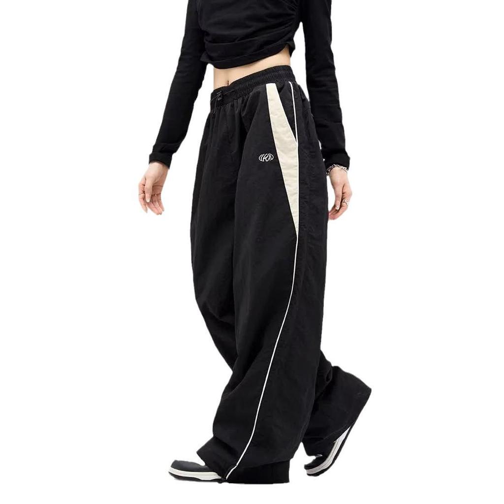 Harajuku Retro Hip Hop Joggers: Elastic Waist, High-Waist, Loose Wide Leg Sweatpants