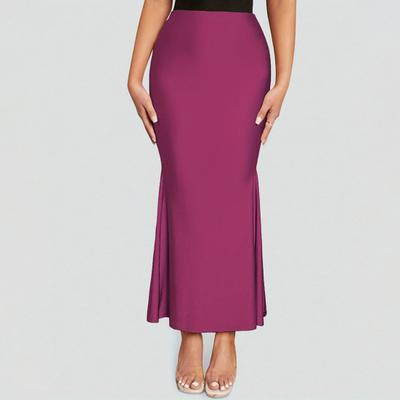 Женская юбка макси с высокой талией и запахом на бедрах, однотонная юбка-рыбий хвост, универсальная длинная юбка для повседневной носки