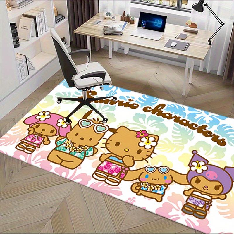 Office Rug Hello Kitty, Sanrio Anti-Slip Rug, Machine Washable for Living Room, Bedroom, Office, Multiple Sizes, Bedroom Mat, Decorative Mat, Durable