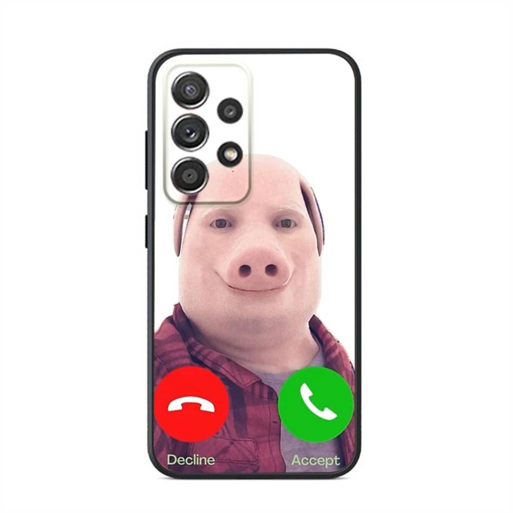 John Pork звонит Чехол для телефона с функцией ответа на звонок для Samsung S24, 21, 22, 23, 30, Ultra, 20, Plus, Note, 10, 9, Черный мягкий силиконовый чехол