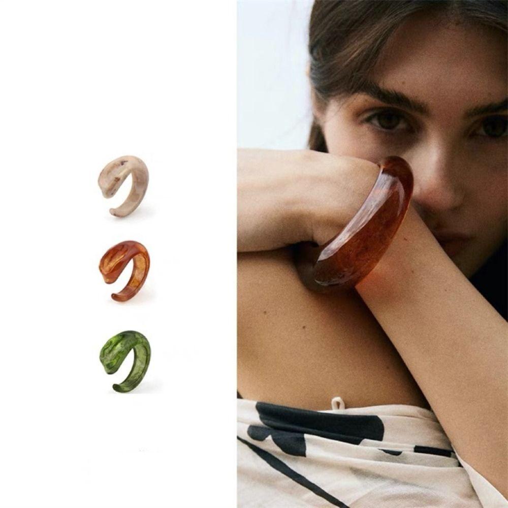 Smudging Irregular Wide Bracelet Shiny Retro  Hand Ring Cute Acrylic Open Bangle  Decoration