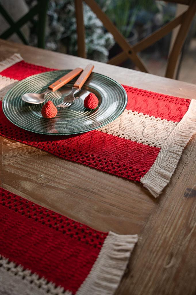 Bohemian Tassel Placemats - Placemats with Tassels Farmhouse Style Placemats for Christmas Party Decoration 30*50cm-4pcs