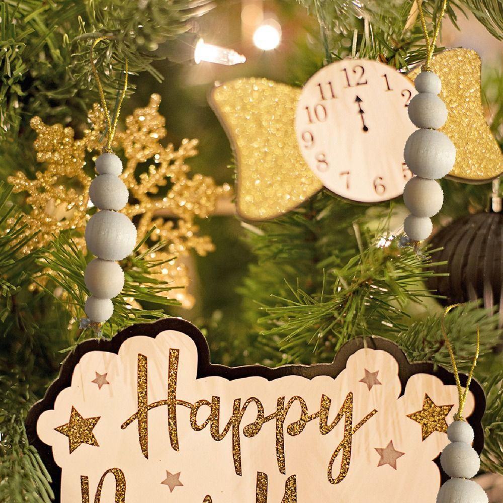 3pcs Decorative Wooden Bead String Pendant Round Christmas Tree Pendant  Kids
