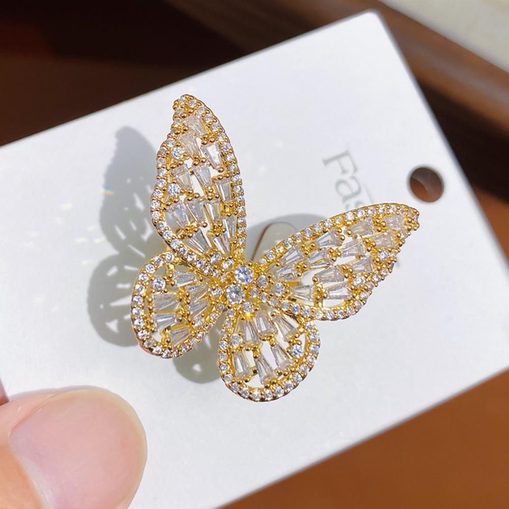 Forest Style Dreamlike Butterfly Ring Shiny Opening Ring Butterfly Engagement Rings Women Men