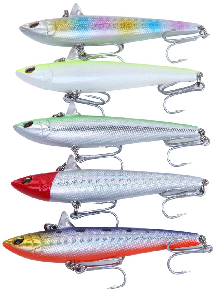 Морской окунь Тонущий Вибрационный Минноу Набор из 5 приманок, 16 г, 77 мм,