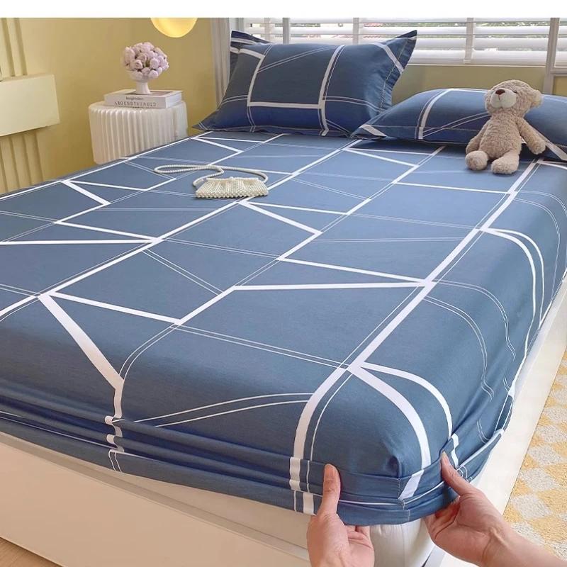 Односпальные, Двуспальные, Queen, King Хлопковые Печатные Натяжные Простыни для Домашней Кровати Пылезащитный Защитный Чехол Покрытие для Матраса Кровати
