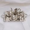 10Pcs 1/12 Dollhouse Miniature Silver Metal Tea Coffee Tray Tableware Set