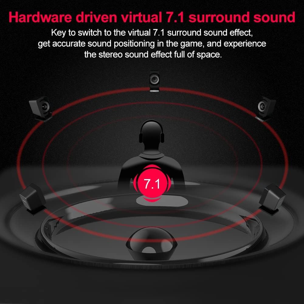 1Mii USB Sound Card USB to Jack Audio Adapter Virtual Surround Sound Compatible with Headsets External Sound Plug and Play Audio Upgrade 3.5mm - 7.1 -